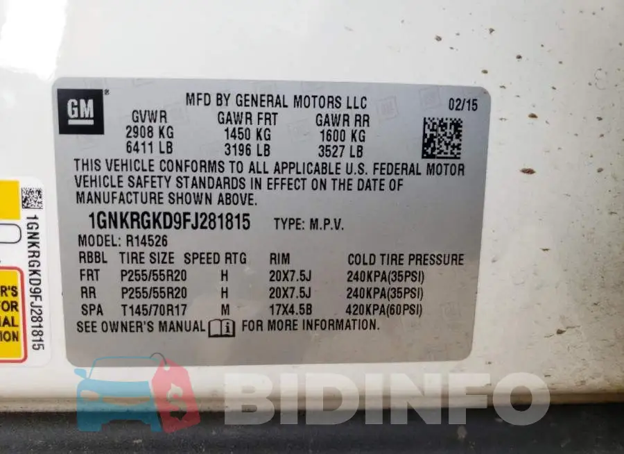 1GNKRGKD9FJ281815 Photo# 12