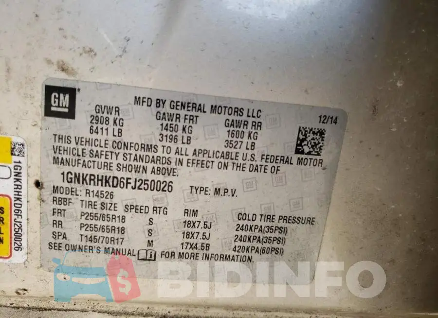 1GNKRHKD6FJ250026 Photo# 10
