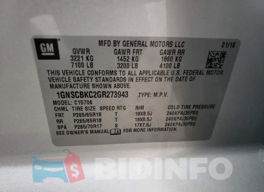 1GNSCBKC2GR273943 Photo# 13
