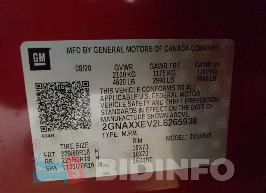 2GNAXXEV2L6265938 Photo# 12