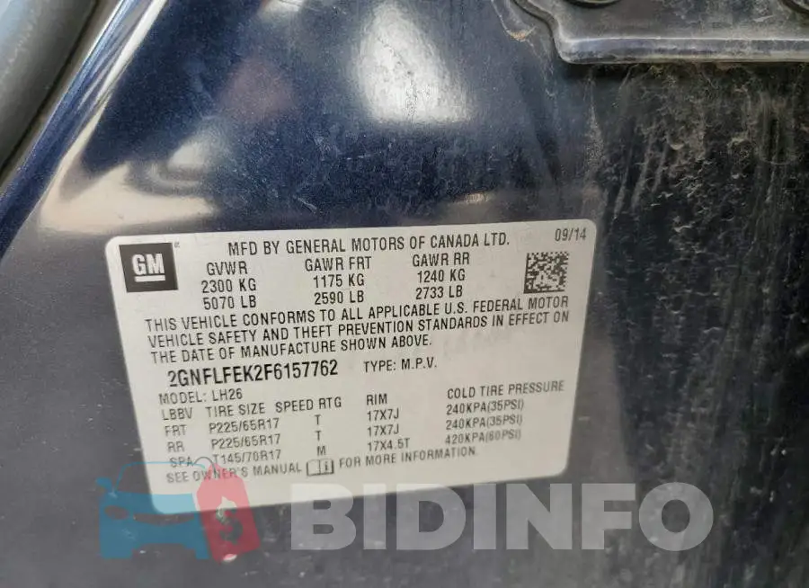 2GNFLFEK2F6157762 Photo# 14