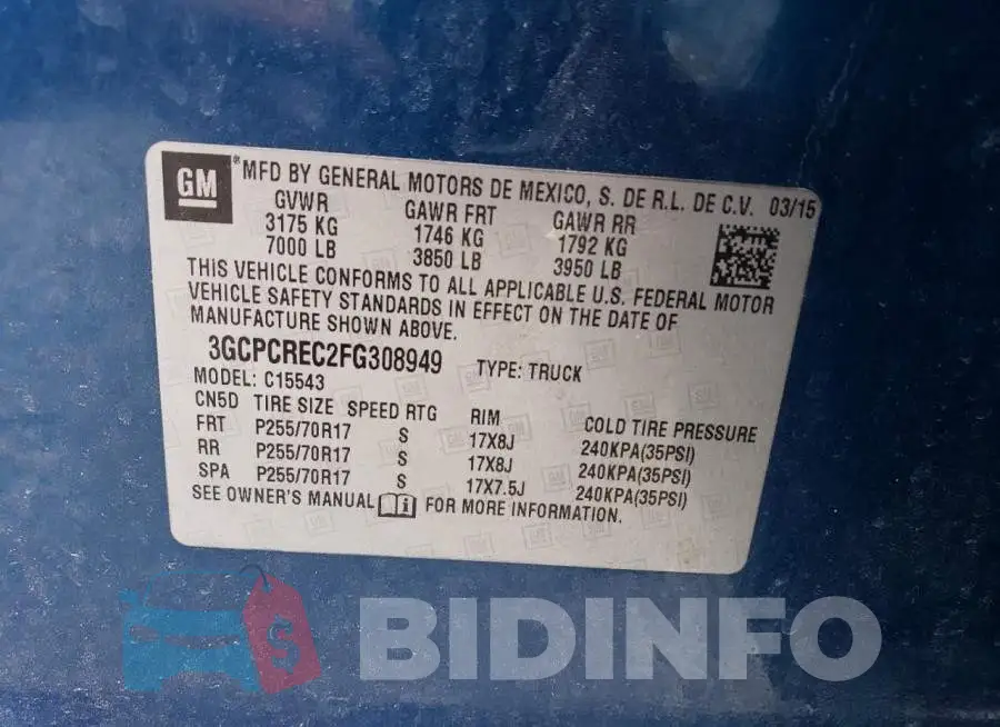 3GCPCREC2FG308949 Photo# 13