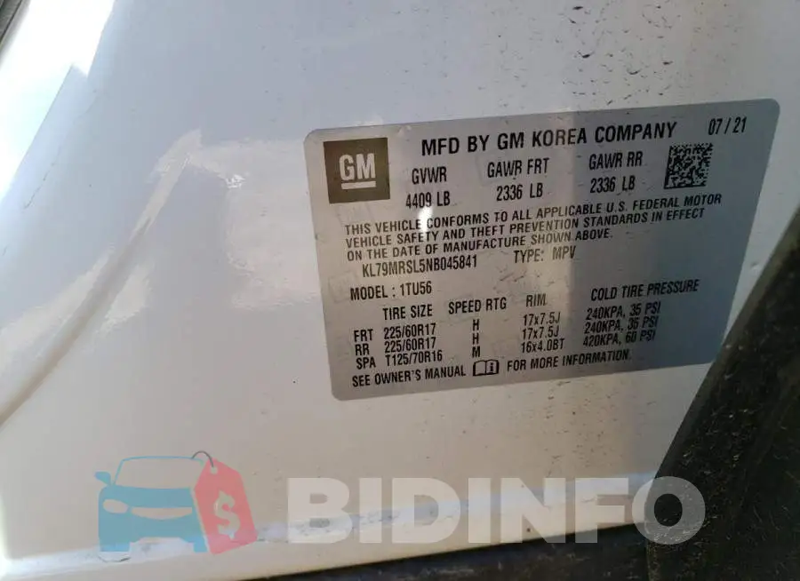 KL79MRSL5NB045841 Photo# 13