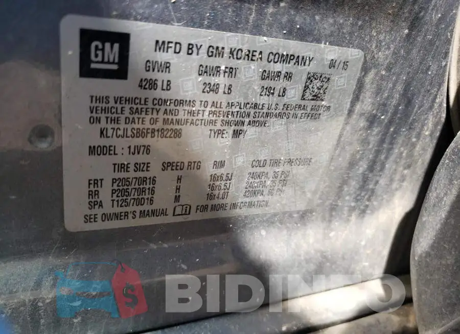 KL7CJLSB6FB182288 Photo# 12