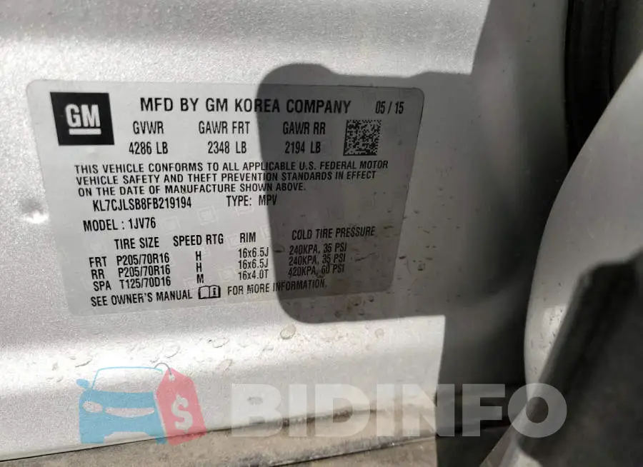 KL7CJLSB8FB219194 Photo# 13