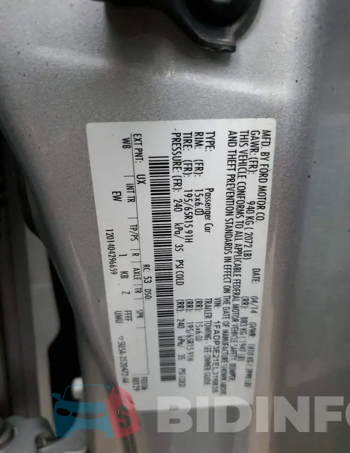 1FADP3E21EL316835 Photo# 12