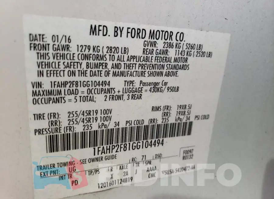 1FAHP2F81GG104494 Photo# 12