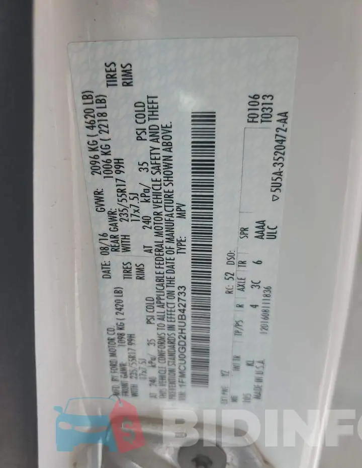 1FMCU0GD2HUB42733 Photo# 13