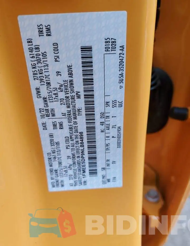 1FMEE5DP9NLB84898 Photo# 12