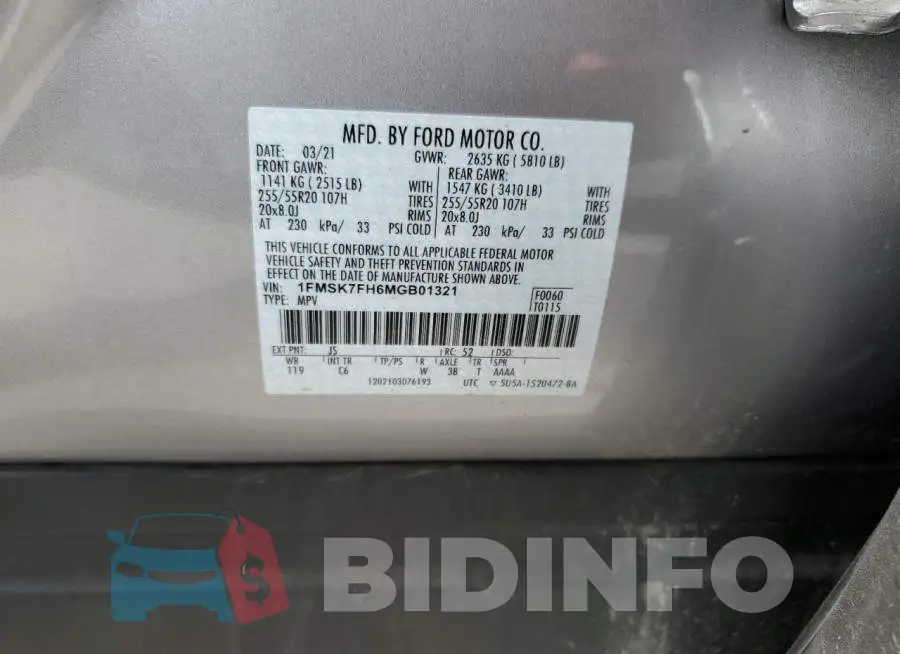 1FMSK7FH6MGB01321 Photo# 12