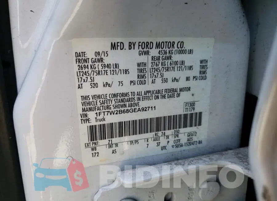 1FT7W2B68GEA92711 Photo# 12