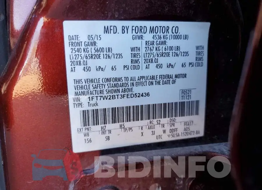 1FT7W2BT3FED52436 Photo# 12
