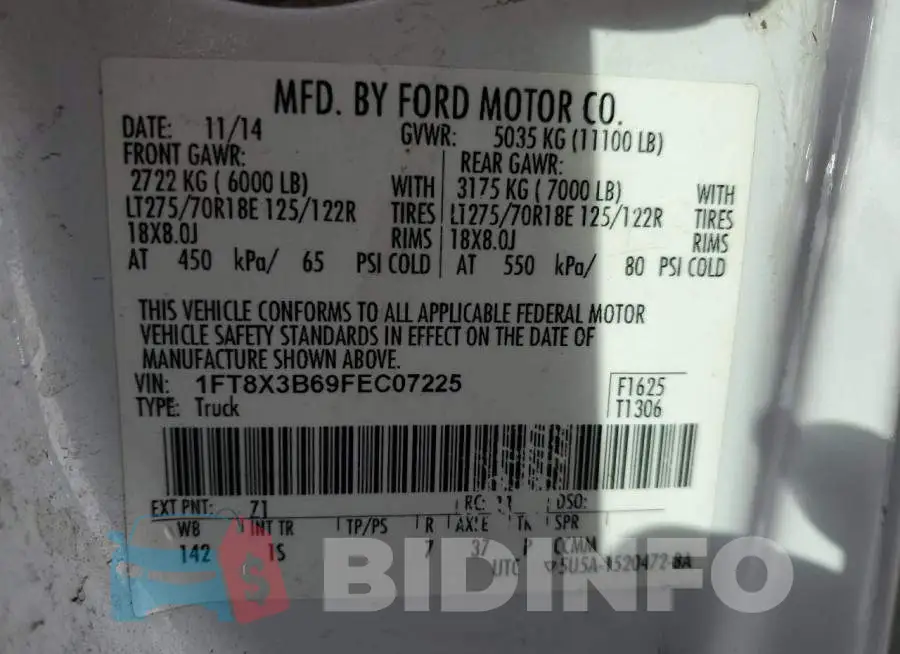 1FT8X3B69FEC07225 Photo# 12