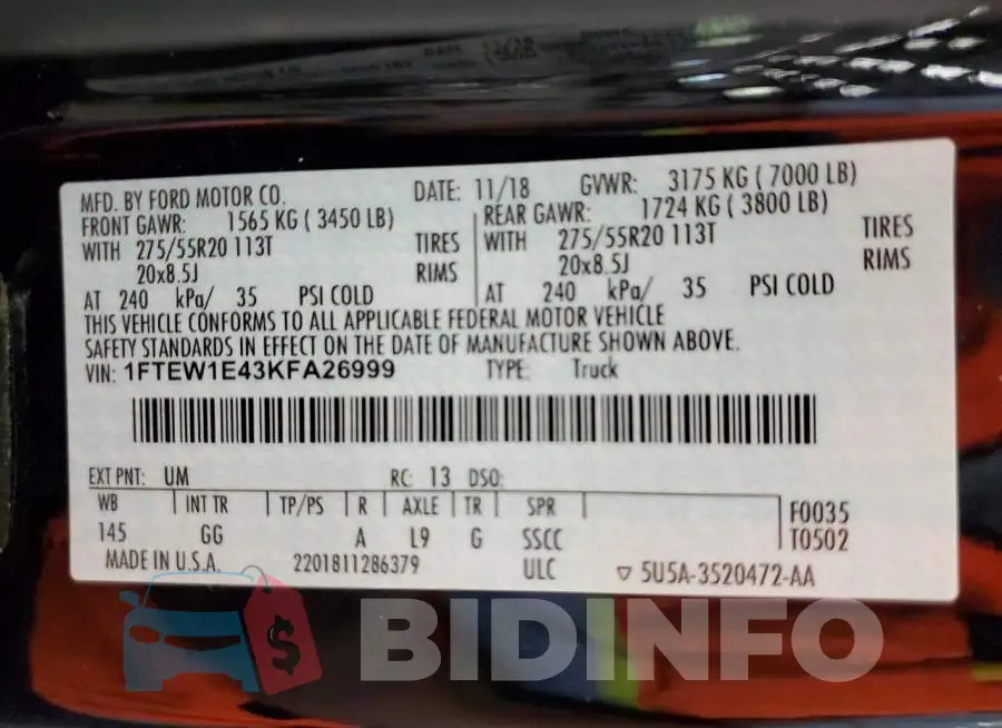 1FTEW1E43KFA26999 Photo# 12