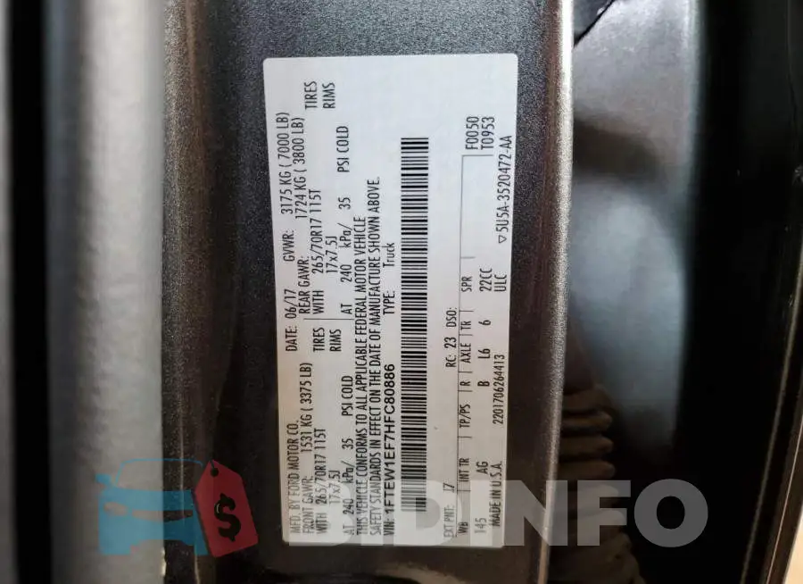 1FTEW1EF7HFC80886 Photo# 13