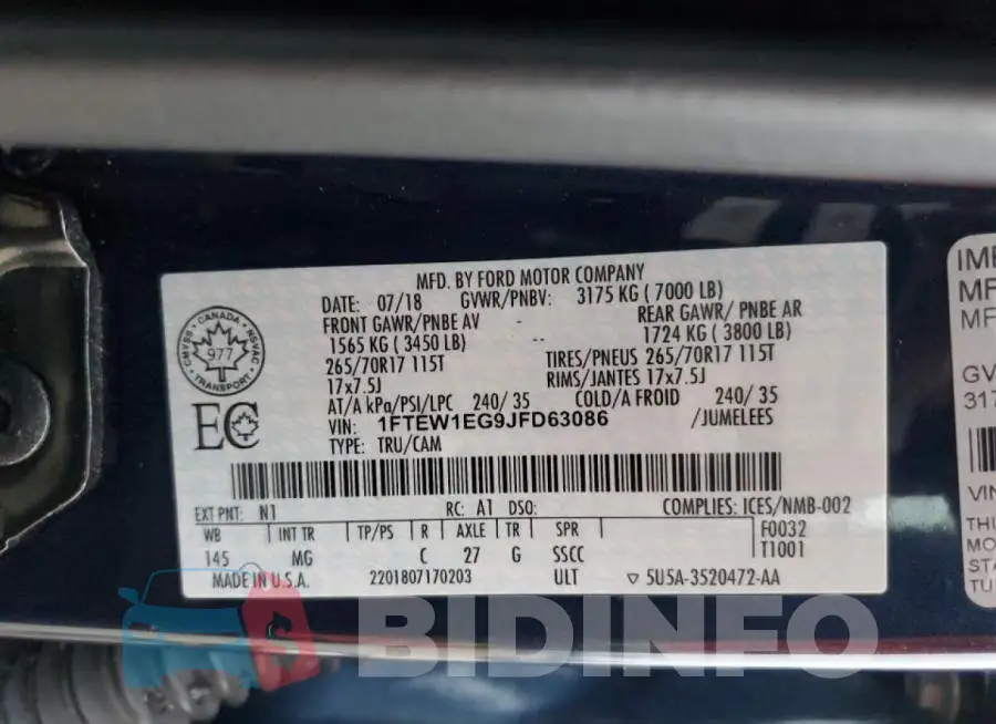 1FTEW1EG9JFD63086 Photo# 13