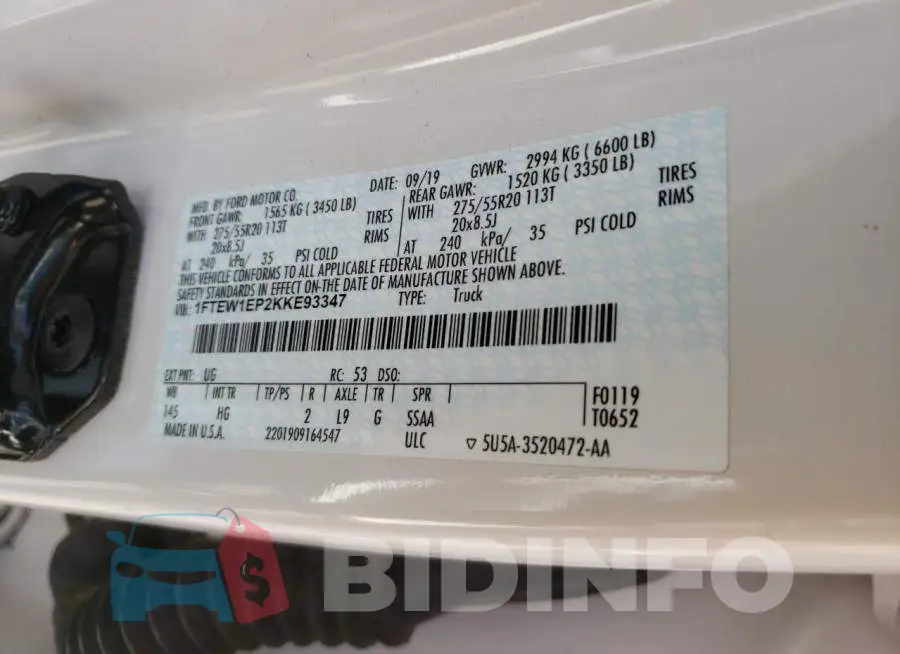 1FTEW1EP2KKE93347 Photo# 13