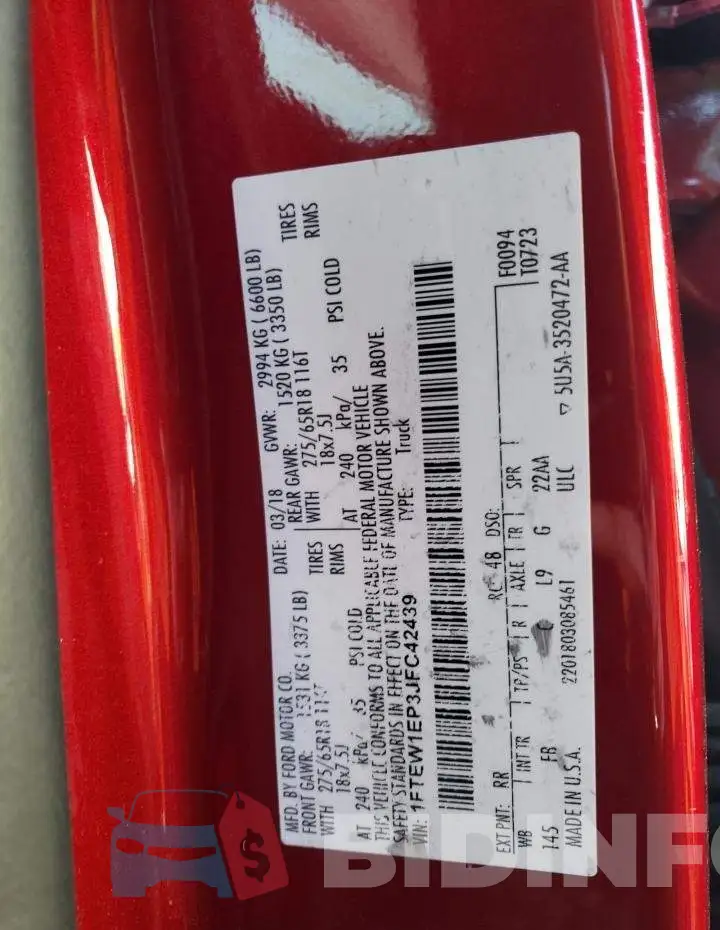 1FTEW1EP3JFC42439 Photo# 13