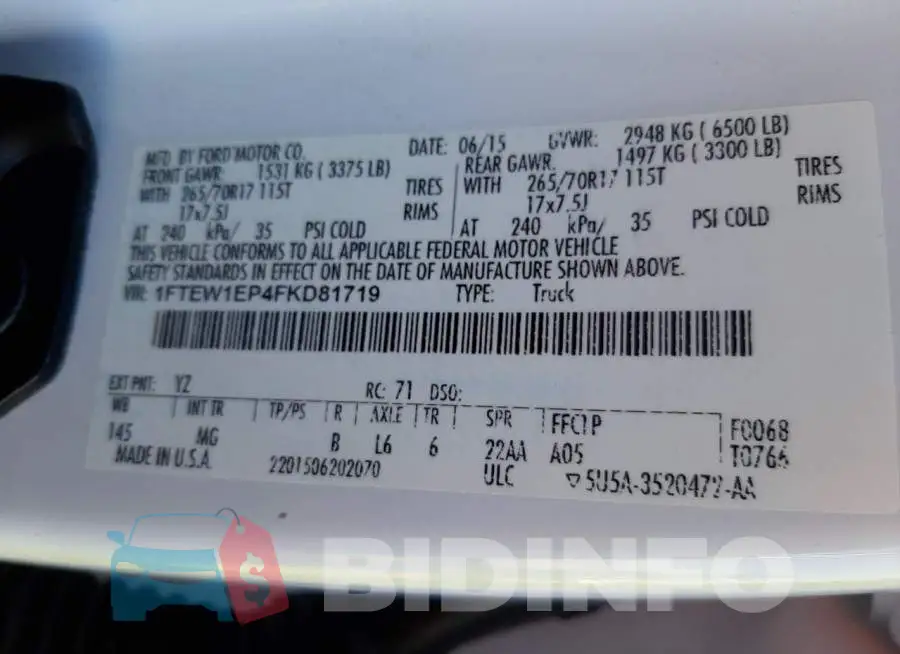 1FTEW1EP4FKD81719 Photo# 12