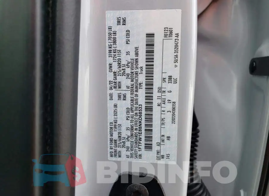 1FTFW1E88NKD68533 Photo# 12