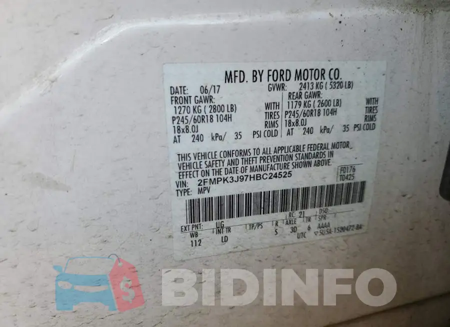 2FMPK3J97HBC24525 Photo# 13