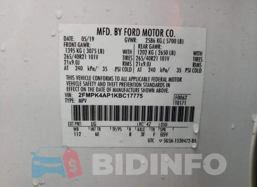 2FMPK4AP1KBC17775 Photo# 13