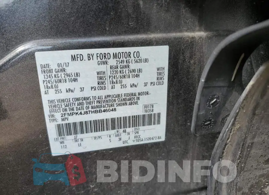 2FMPK4J87HBB46048 Photo# 12