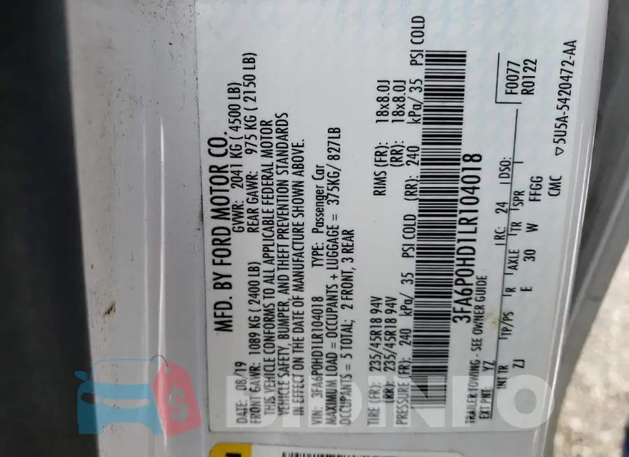 3FA6P0HD1LR104018 Photo# 12