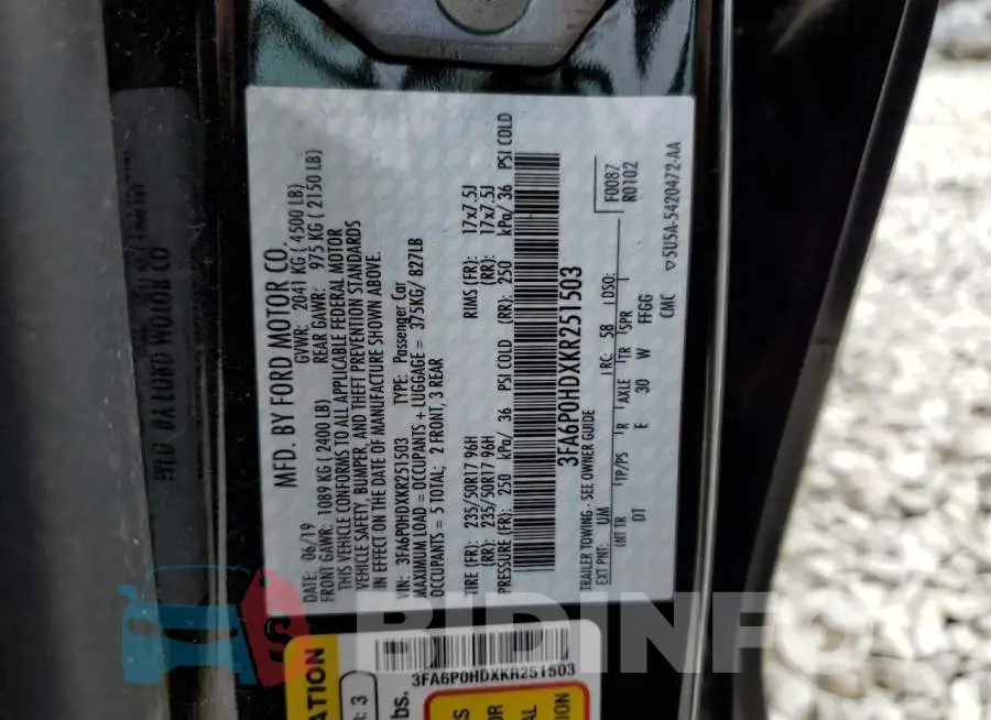3FA6P0HDXKR251503 Photo# 12