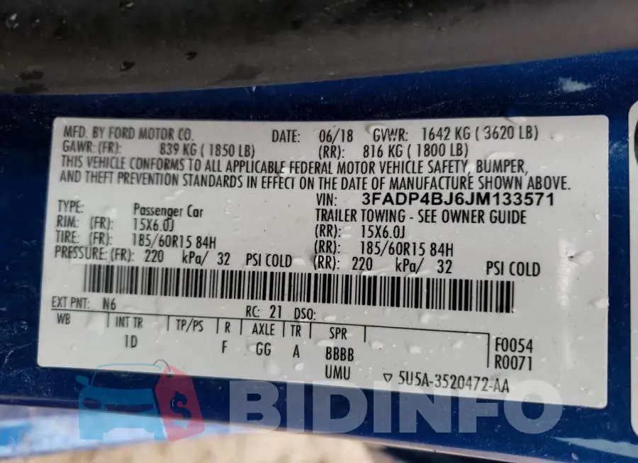 3FADP4BJ6JM133571 Photo# 13