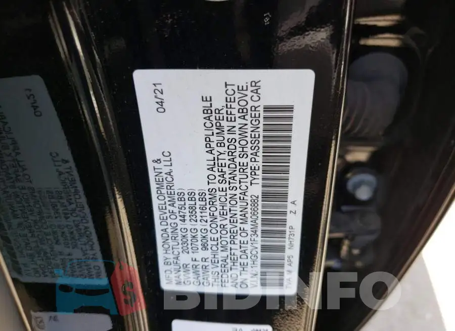 1HGCV1F34MA066882 Photo# 12