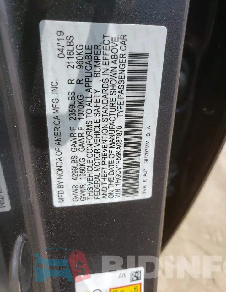 1HGCV1F55KA087870 Photo# 12