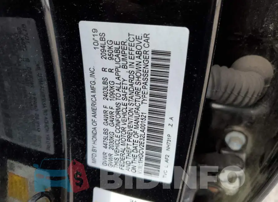 1HGCV2E32LA001521 Photo# 12