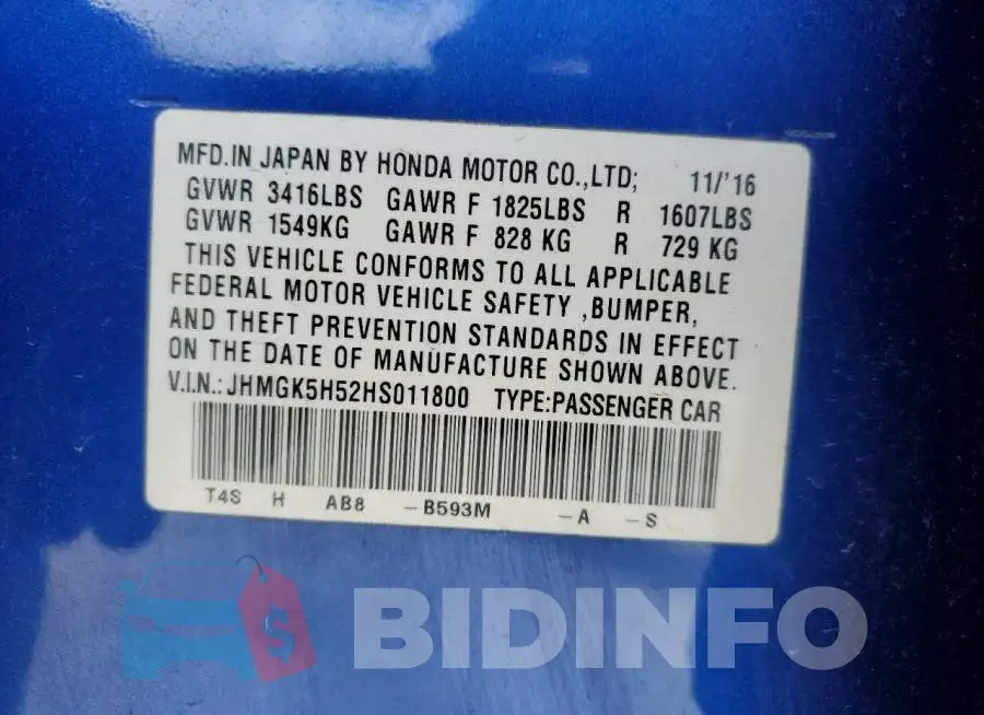 JHMGK5H52HS011800 Photo# 12