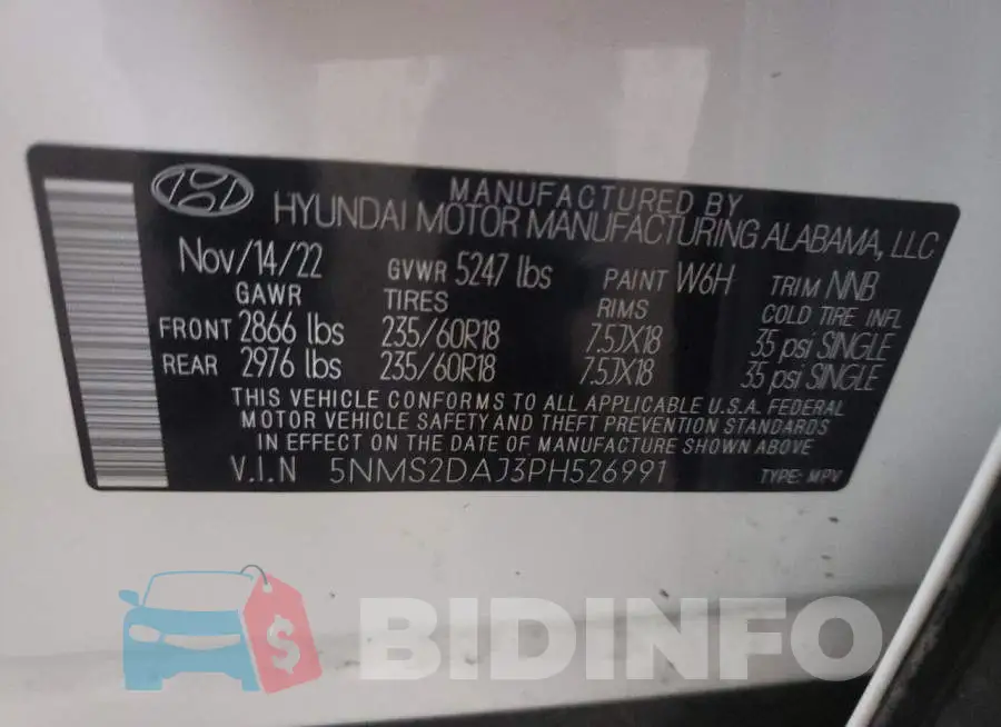5NMS2DAJ3PH526991 Photo# 13