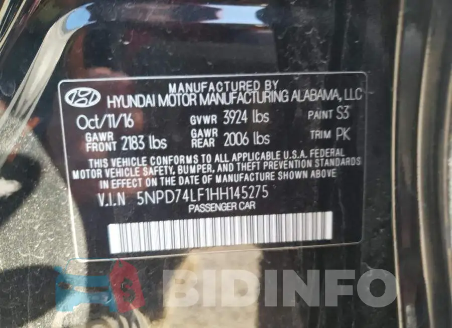 5NPD74LF1HH145275 Photo# 12