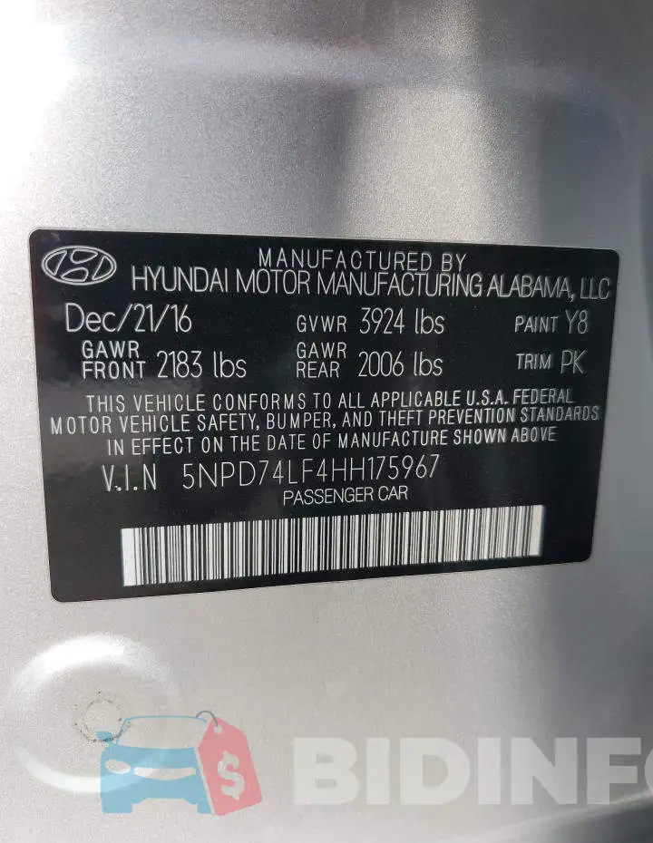 5NPD74LF4HH175967 Photo# 12