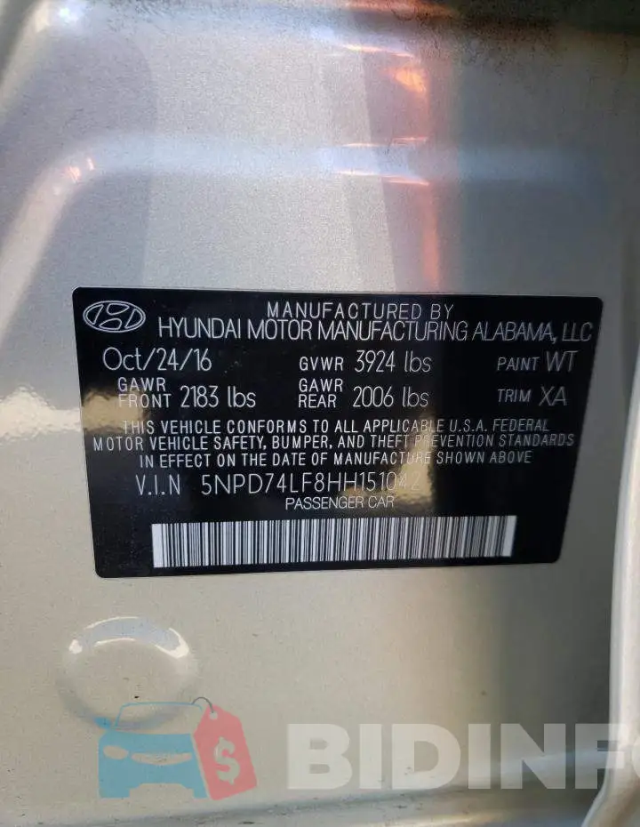 5NPD74LF8HH151042 Photo# 12