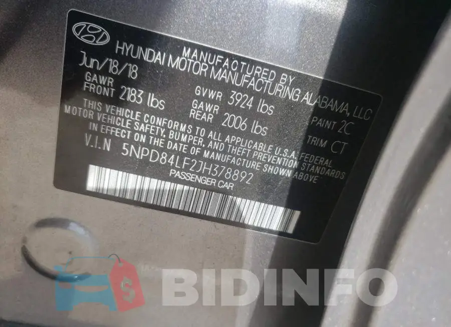 5NPD84LF2JH378892 Photo# 13