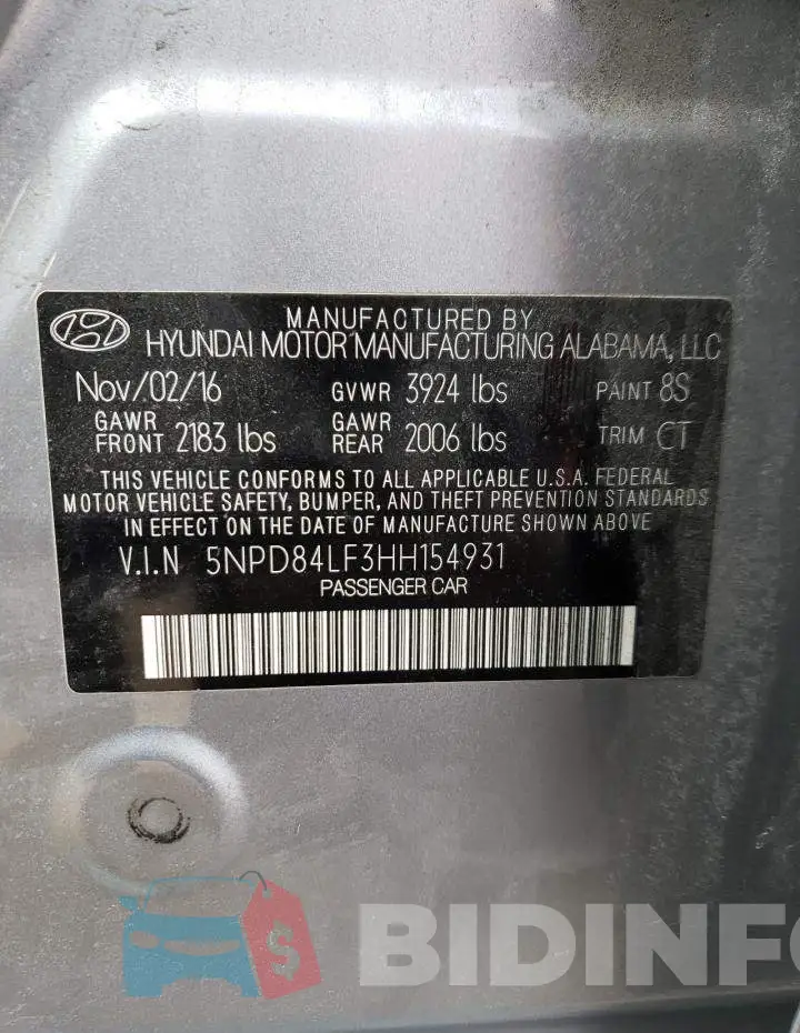 5NPD84LF3HH154931 Photo# 13