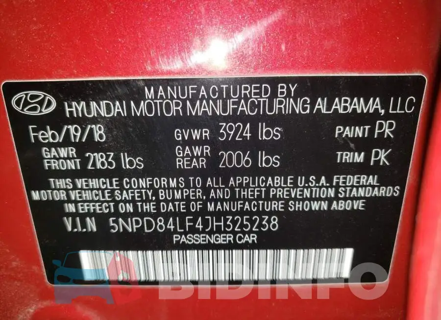5NPD84LF4JH325238 Photo# 13