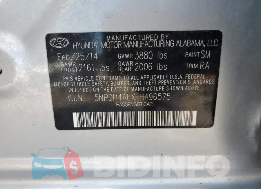5NPDH4AEXEH496575 Photo# 12