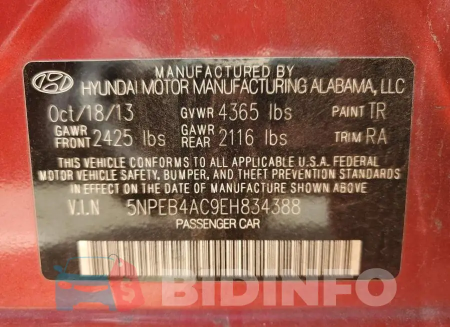 5NPEB4AC9EH834388 Photo# 12