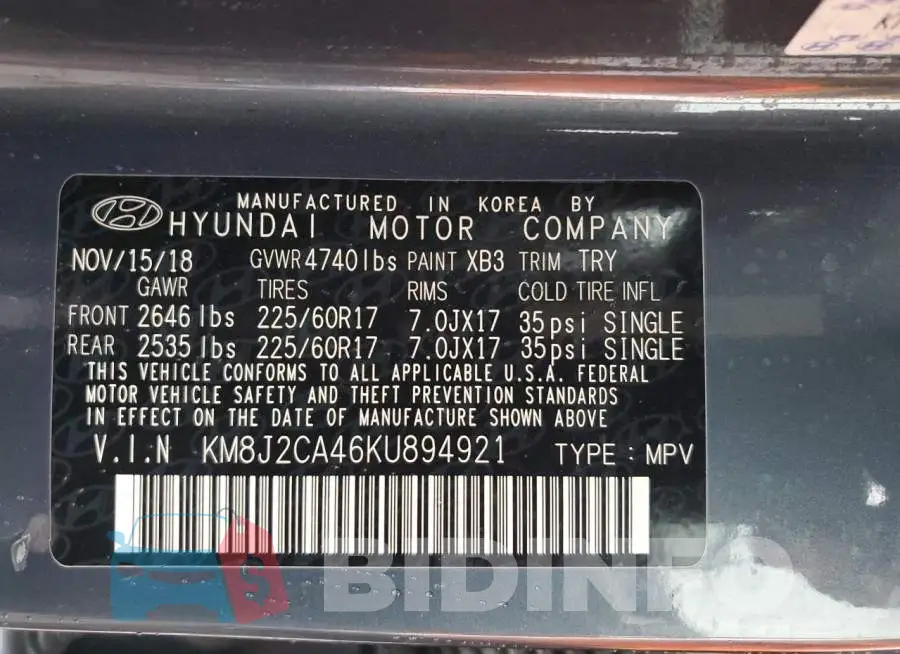 KM8J2CA46KU894921 Photo# 13