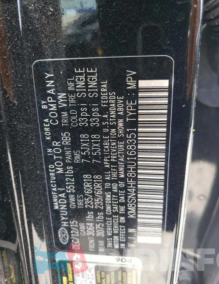 KM8SN4HF8HU168351 Photo# 13