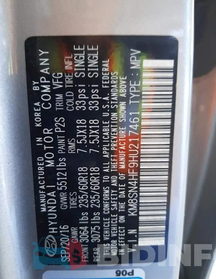 KM8SN4HF9HU217461 Photo# 13