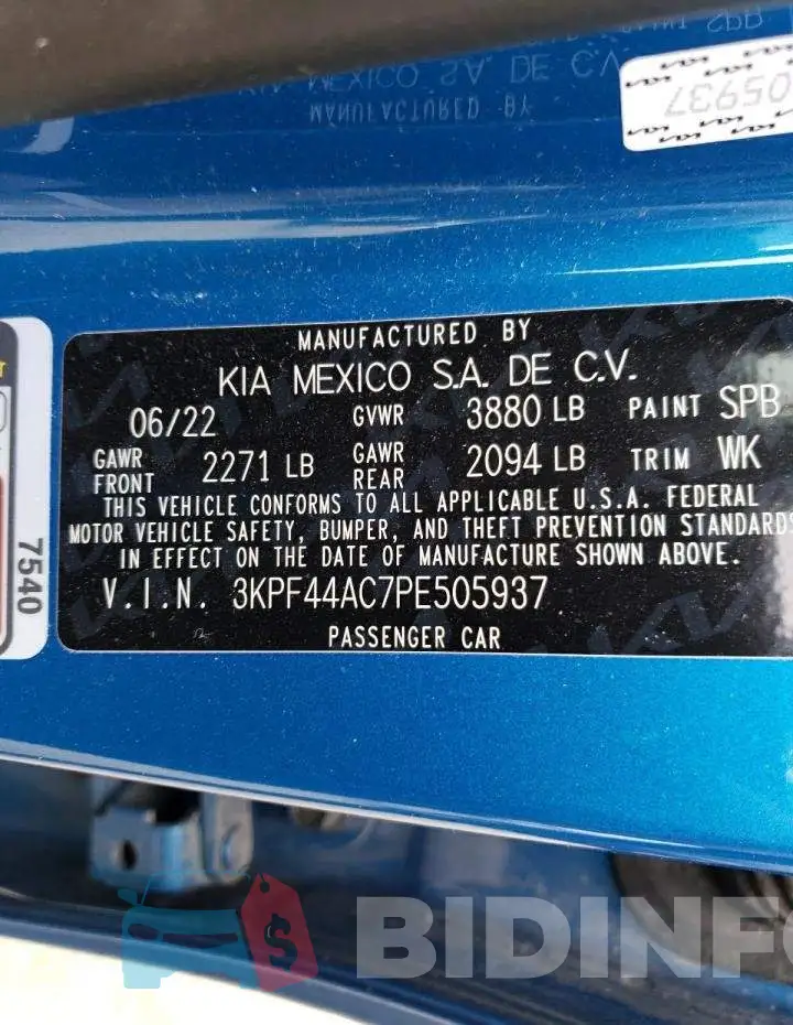 3KPF44AC7PE505937 Photo# 13