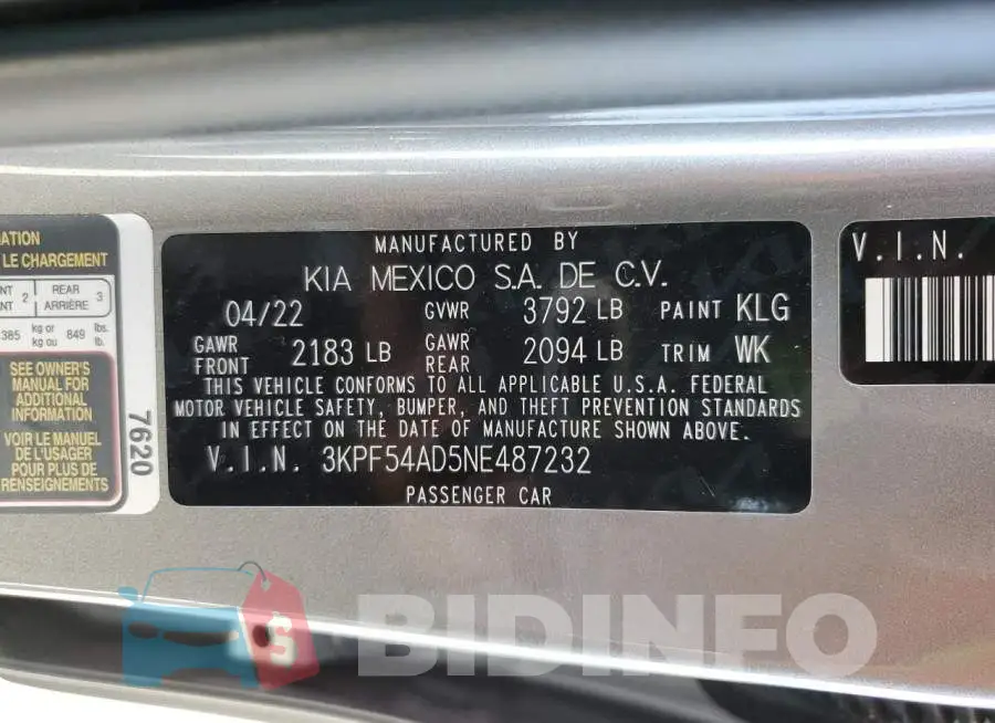 3KPF54AD5NE487232 Photo# 12