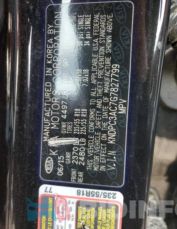 KNDPC3AC7G7827799 Photo# 13