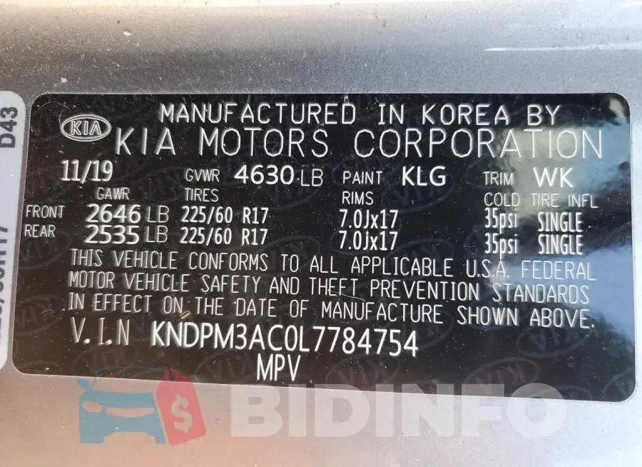 KNDPM3AC0L7784754 Photo# 13